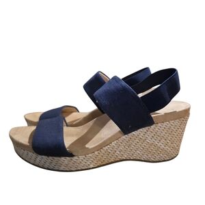 Lifestride Womens Navy Blue Wedge Sandals Size 9.5